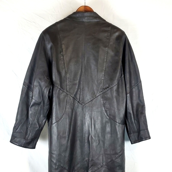 Vintage 80s/90s Avanti Black Leather Trenchcoat - Picture 7 of 8